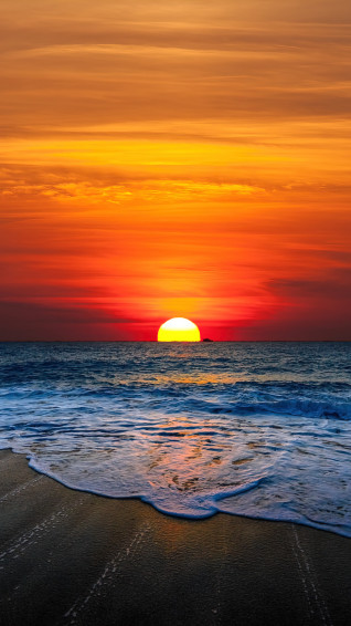 Sunset Beach Sea Scenery Horizon 4k Phone iPhone Wallpaper 4230b