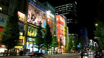 Wallpaper Japan Tokyo Evening City Street Full HD 1080p
