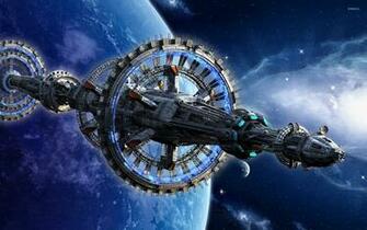 Space Station Near Blue Planet Wallpaper Fantasy