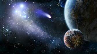 Espacio Cometa Planeta Tierra Luna Naturaleza Universo Wallpaper