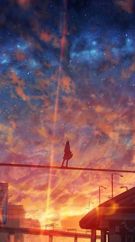 Sunset Sky Scenery Anime 4k Wallpaper