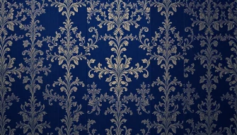 Dark Blue Damask Wallpaper