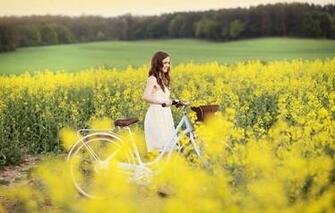 Wallpaper Mood Girl Smile Joy Dress Biking Sports Flowers