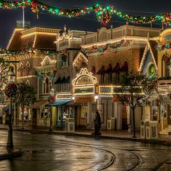 Lovely Christmas Street Decoration iPad Wallpaper iPhone