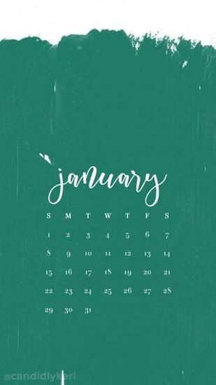 Teal Turquoise Paint Strokes January Calendar