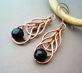 Wire Wrapped Earrings Hammered Copper And Agate By Bleek70 On