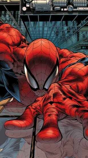 Cartoon Spiderman Climbing Building Wallpaper iPhone