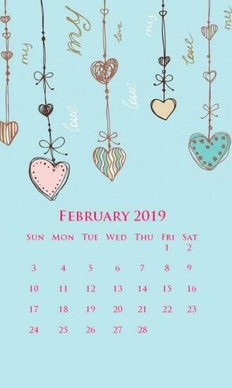 iPhone February Calendar Wallpaper Screensaver Background