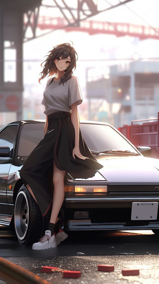 Anime Girl Wallpaper 4k In Black Car R Animewallpaper4k