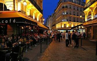 Paris Street Cafe Wallpaper Night Jpg