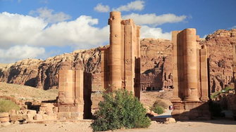 Temenos Gate And Colonnade Street In Petra Ancient Historical