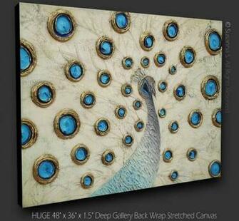 Original Abstract White Peacock Painting Huge By Modernhouseart