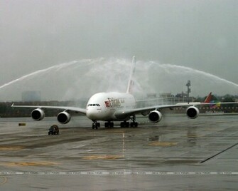 At The Arrival Of Emirates Airbus A380 Wallpaper Size