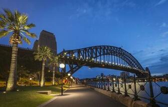 Wallpaper Sydney Australia Bridges Fence Palms River Evening
