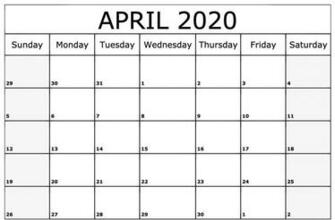April Calendar Printable Template