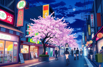 Japanese Anime Street 1080p Wallpaper