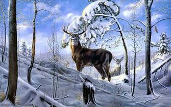Wallpaper Deer Winter Forest Snow Desktop