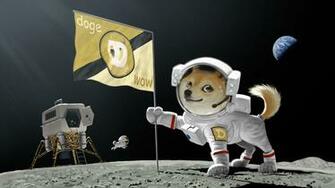 Doge Dog Astronaut Meme Moon Landing Earth Planet Flag Wallpaper