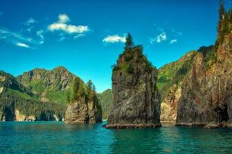 Usa Rivers Mountains Sky Crag Kenai Fjords National Park