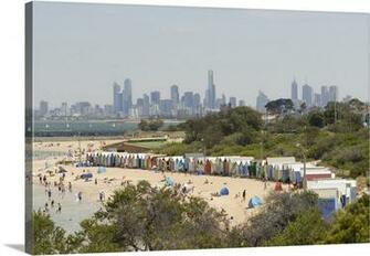 Brighton Melbourne Skyline In The Background Victoria Australia
