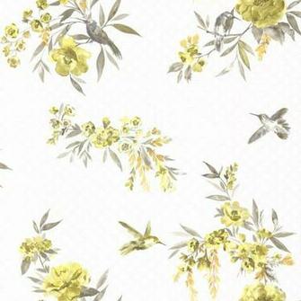Holden Amaya Floral Pattern Flower Bird Motif Metallic Wallpaper