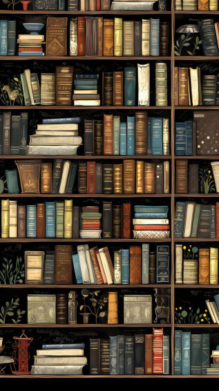 Vintage Delights Bookshelf Wallpaper Book Dark