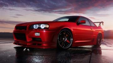 Red Nissan Skyline R34 Gtr Wide Background Most Beautiful Cars