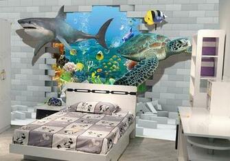 3d Sharks Turtles Wall Murals Wallpaper Decal Decor Home Kids Nursery