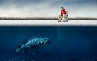 Guy Ice Big Fish Hooks Humor Fisherman Winter Fishing G Wallpaper