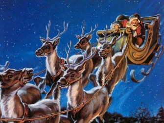 Santa Sleigh Flying Wallpaper
