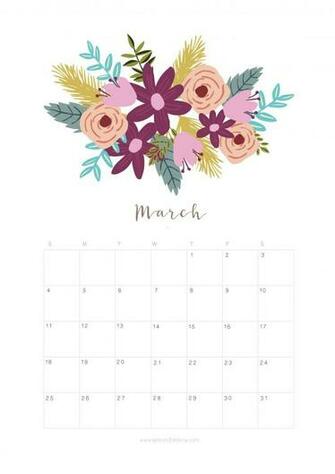 Printable March Calendar Monthly Planner Flower