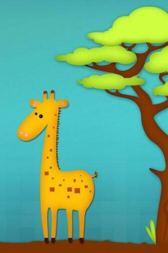 Happy Cartoon Giraffe iPhone HD Wallpaper