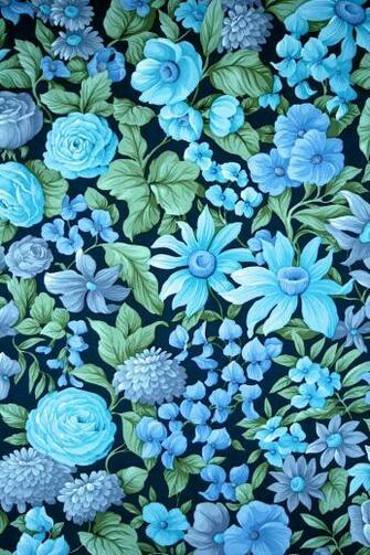Turquoise Floral Vinyl Wallpaper