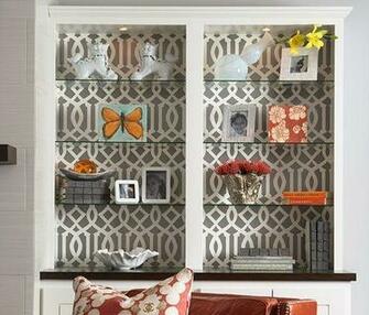 Wallpaper Back Of Open Shelves Makes Interesting Backdrop And