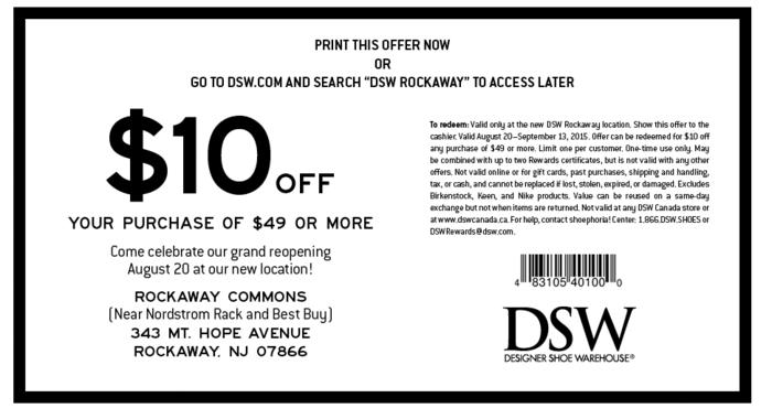 dsw in store coupon
