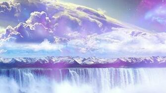 Galaxy Waterfall Mountains Sky Desktop Pc And Mac Wallpaper