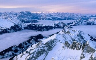 Alps In Fog Cool Background
