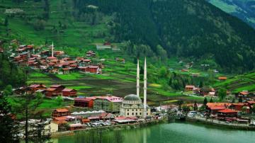 Wallpaper Turkey Trabzon City Houses Mountains Trees River