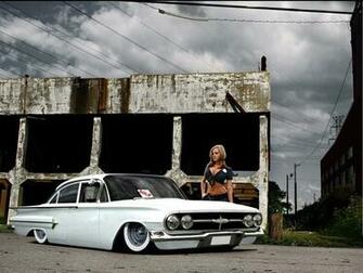 White Lowride And Amazing Hot Girl HD Wallpaper The