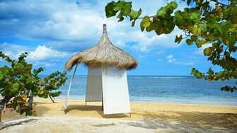 Little Beach Hut Wallpaper Background