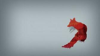 Minimalistic Red Simple Background Grey Foxes Wallpaper