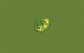 Wallpaper Minimalism Green Crocodile Toothy Lizard