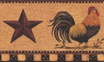 Rooster Mauve Star Merigold Vintage Wallpaper Border Retro Design
