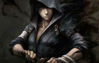 Wallpaper Art Boy Sword Hood Anime