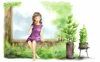 Wallpaper Girl Cartoon Cool Background Lollipop