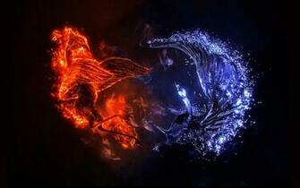 Fire And Ice Wolf Wallpaper