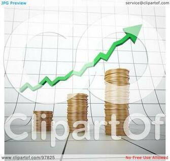 Of A 3d Gold Coin Bar Graph With Green Arrow On By Mopic
