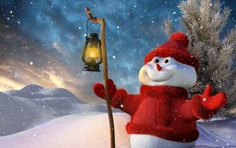 Wallpaper New Year Christmas Snowman Lamp Tree
