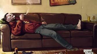 Man Smoking Gta Sofa Wallpaper Background Mac