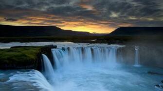 Iceland Dusk Wallpaper Waterfalls